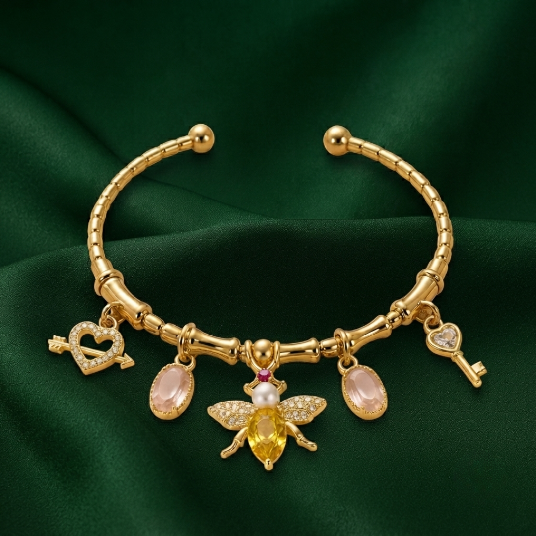 QUEEN BEE CHARM CUFF BRACELET