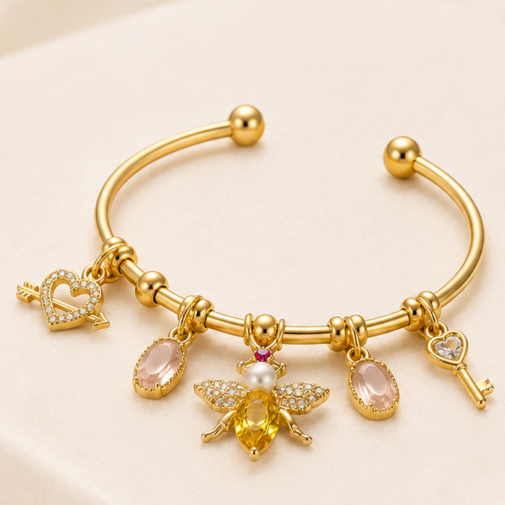 QUEEN BEE CHARM CUFF BRACELET