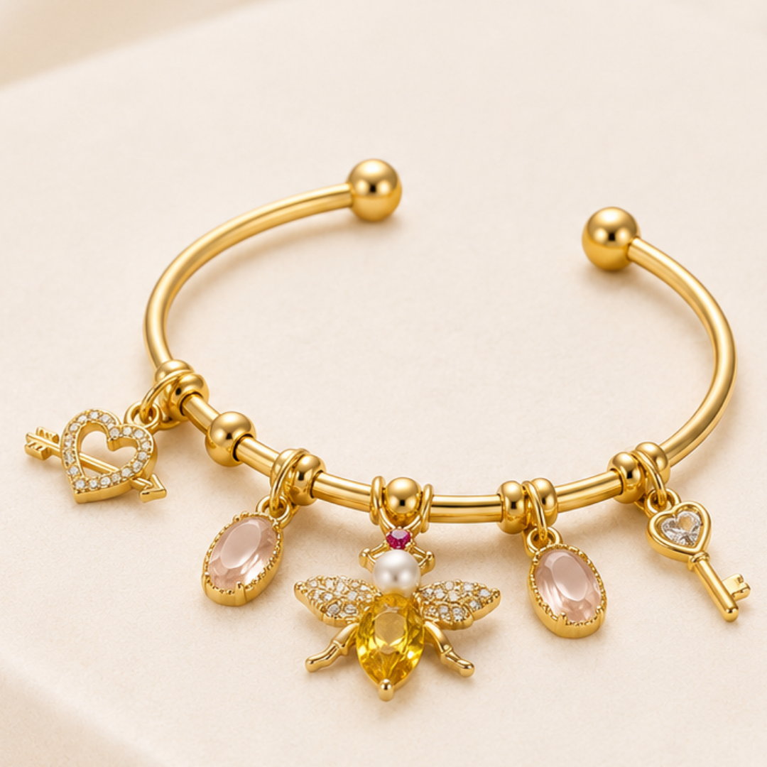 QUEEN BEE CHARM CUFF BRACELET