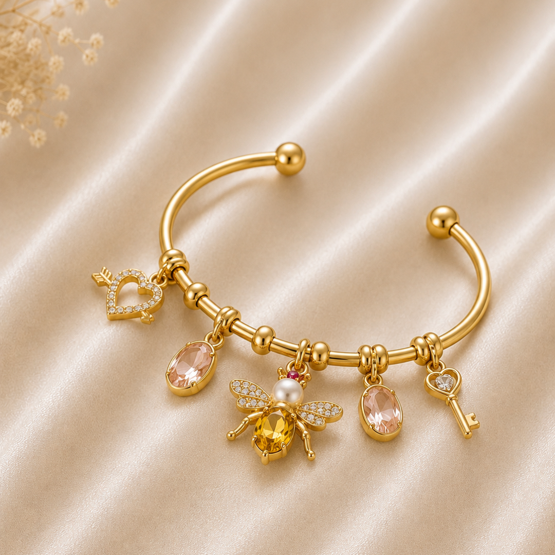 QUEEN BEE CHARM CUFF BRACELET