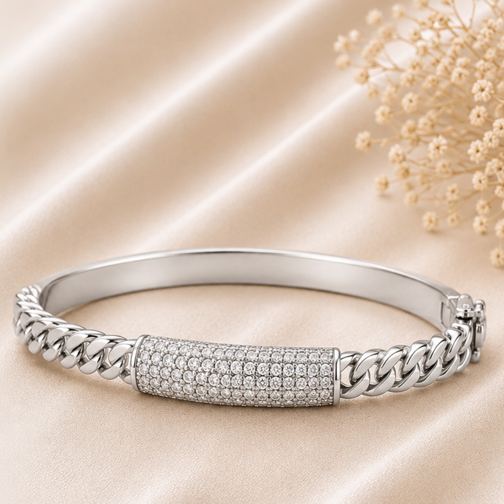 PETAL RADIANCE SILVER BANGLE