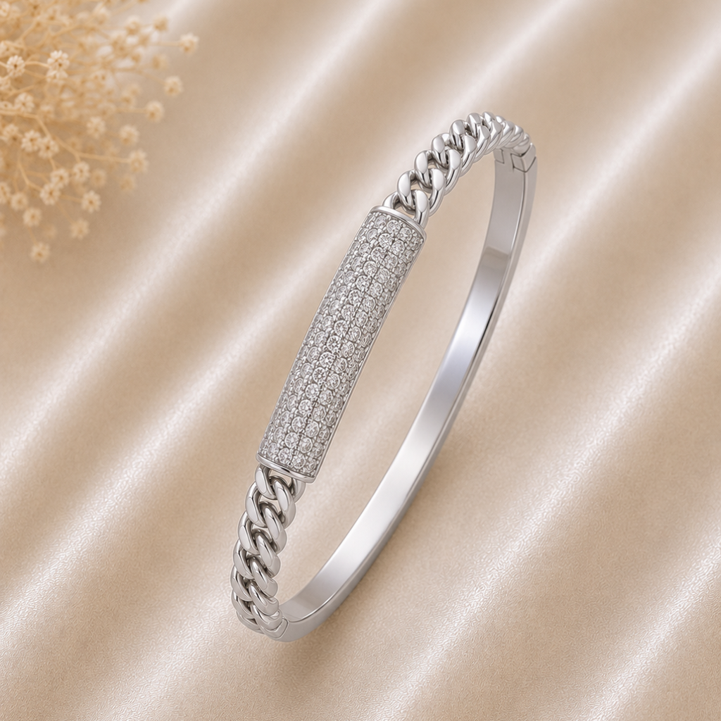 PETAL RADIANCE SILVER BANGLE