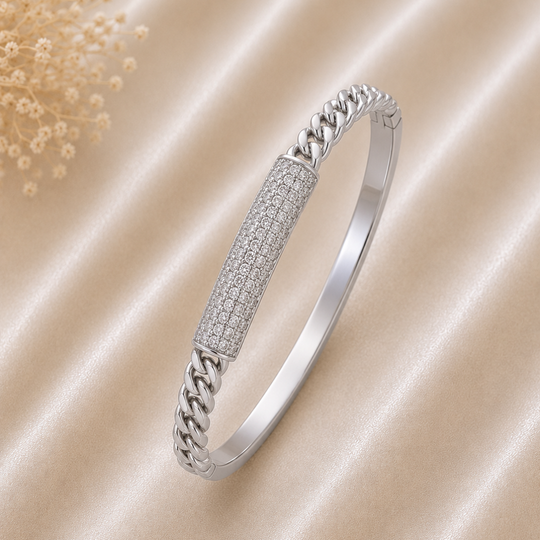 PETAL RADIANCE SILVER BANGLE